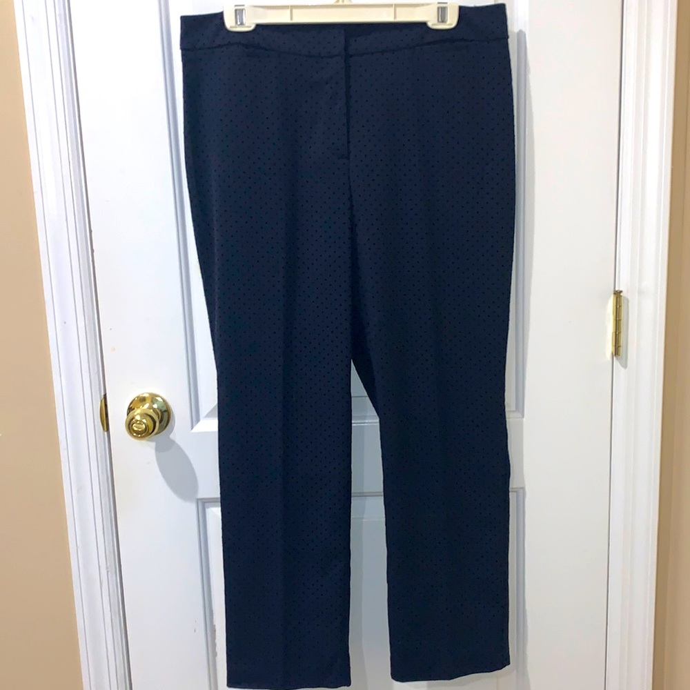 Talbots navy blue navy blue polkadot, straight leg pants. 14P